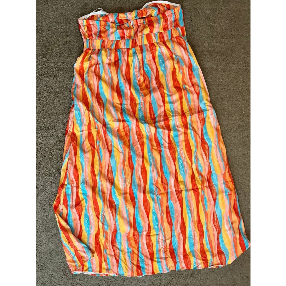 70’s Style Multicolor Strapless Maxi- Dress NWOT - Picture 3 of 7
